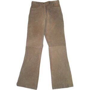 Highway Women’s Genuine Leather Suede Flare Pants Tan Small